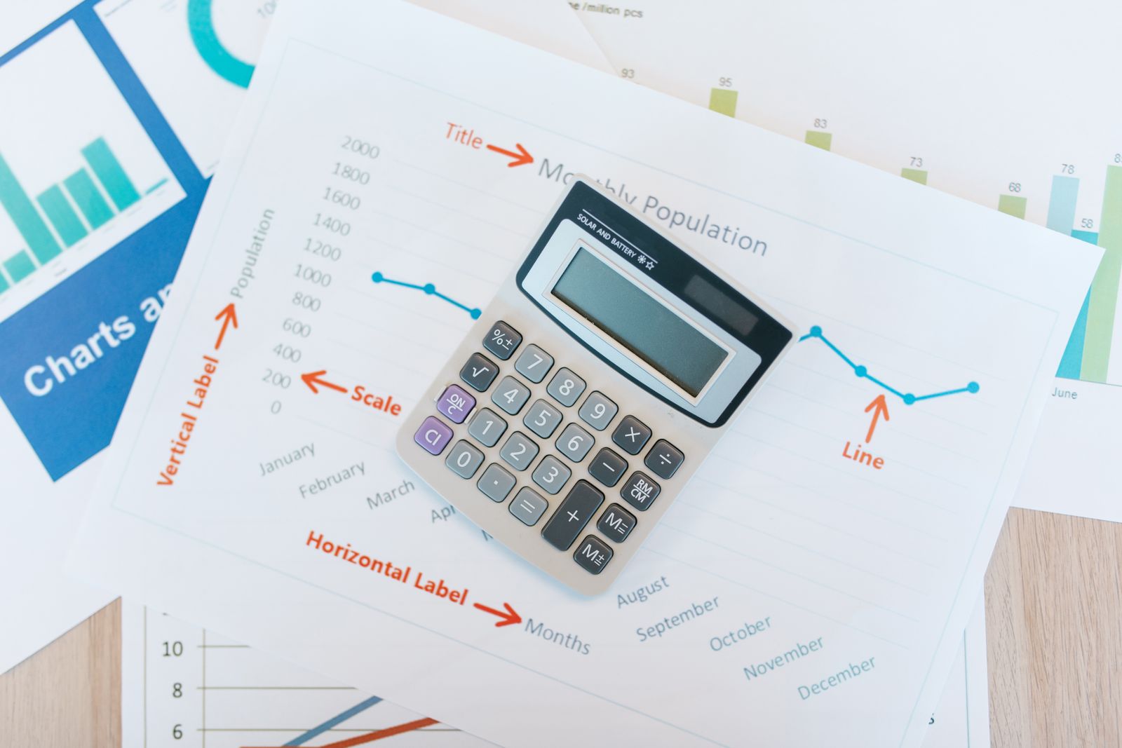 Budget planning documents and a calculator